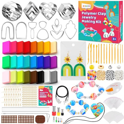 CGBOOM 527Pcs Polymer Clay Jewelry Making Kits,3 in 1 Clay Earring and Bracelet Making Kit, Jewelry Making Tools for Adults and Kids (Include - WoodArtSupply