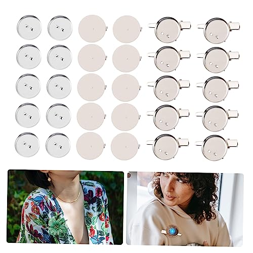 VILLCASE 45pcs Badge Corsage Material Brooch Lapel Pin Backs Boutonniere Pin Unfinished Badge Kit Accessories Broch Round Badge Simple Badge VILLCASE