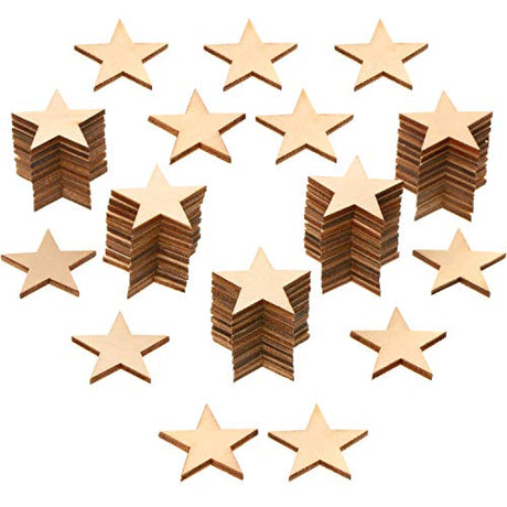 500 Pieces Star Shape Unfinished Wood Pieces, Blank Wood Pieces Wooden Cutouts Ornaments for Memorial Day Independence 4th of July Patriotic Craft Gejoy