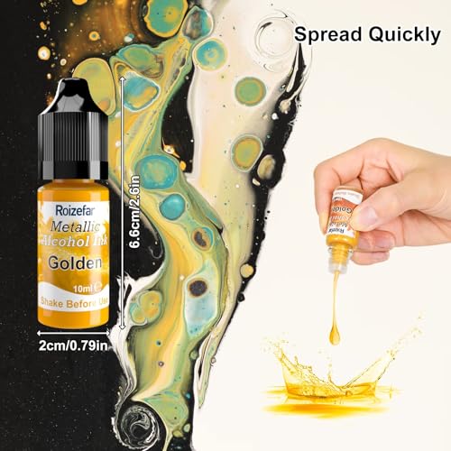 Alcohol Ink Set - 28 Bottles Vivid Colors High Concentration Metallic Alcohol Paint Resin Dye, Safe Fast Drying Effect, Alcohol Ink for Epoxy Resin, Roizefar