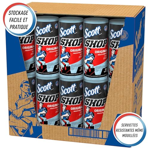 Scott Shop Towels Original (75130), Blue Shop Towels, 1 Roll/Pack, 30 Packs/Case SCOTT SHOP ORIGINAL