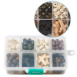 Pandahall 170Pcs 8mm Round Acrylic&Wooden Beads and 30Pcs 22x15.5mm Natural Wooden Cross Pendants Beads Charm with 0.8mm Crystal Elastic String for PH PandaHall
