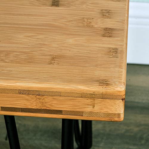 Home Soft Things Eco-Friendly Natural Bamboo Thick Tabletop Parallel Pressure 36" x 24" x 1.75" H Rectangular Rustic Solid Wood Slab Desk Table Top Home Soft Things