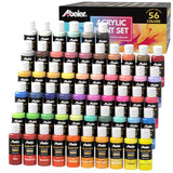 ABEIER Acrylic Paint Set, 56 Colors (2oz/60ml), Matte Finish, Waterproof, Rich Pigments, Non-Toxic Paints for Painting on Canvas Crafts Wood Ceramic, ABEIER