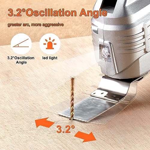 TEENO Oscillating Tool, Cordless Oscillating Multi-Tool with 20V 2Ah Lithium-Ion, 5000-18000 OPM, 6 Variable Speed, 3.2° Oscillation Angle, for - WoodArtSupply