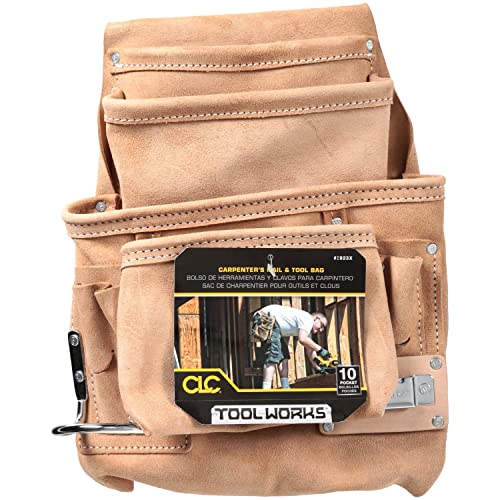 Custom Leathercraft CLC 10 Pocket Carpenter's Nail & Tool Bag - WoodArtSupply