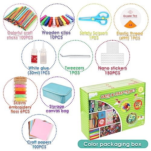 Sundaymot Arts and Crafts Supplies for Kids, 2000+Pcs Craft Kits for Kids, DIY School Craft Project, Bulk Craft Set, Includes Art Supplies and Oxford Sundaymot