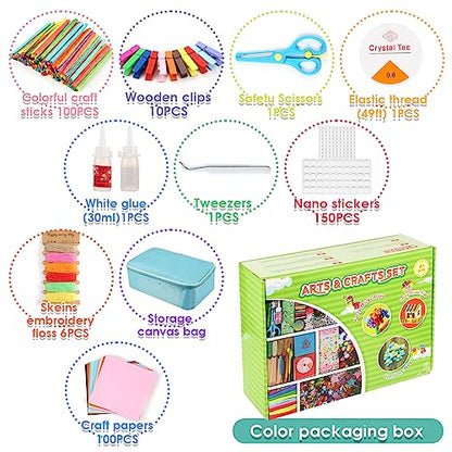 Sundaymot Arts and Crafts Supplies for Kids, 2000+Pcs Craft Kits for Kids, DIY School Craft Project, Bulk Craft Set, Includes Art Supplies and Oxford - WoodArtSupply