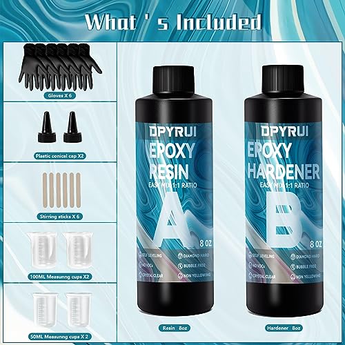 16OZ Epoxy Resin Kit-Crystal Clear Resin and Hardener Resin Epoxy kit,No Yellowing, No Bubbles Casting Resin Perfect for Jewelry Making Molds Crafts