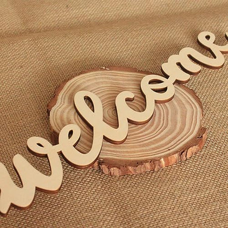 Amosfun Vintage Decor 10pcs welcome wood cutout letters for sign wooden unfinished- Welcome Door Signs Decorative Wood Hanging Door- Sign with 10pcs Amosfun