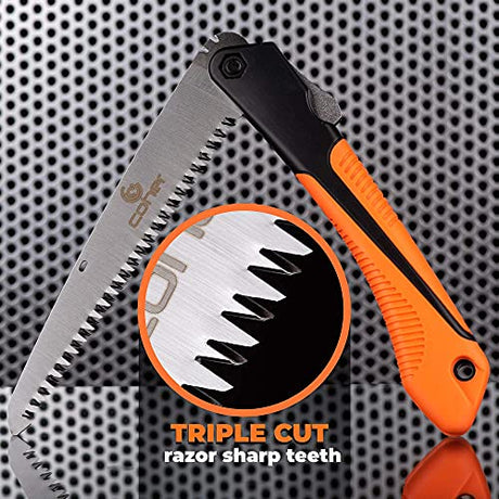 Folding Saw, 8 Inch Rugged Blade Hand Saw, Best for Camping, Gardening, Hunting | Cutting Wood, PVC, Bone, Pruning Saw with Ergonomic Non-Slip Handle Coher
