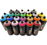 Montana Black 400ml Complete Artist Set of 24 Aerosol Spray Paint kit for Professional Crafting Graffiti Street Art Murals and Stencils Montana Black
