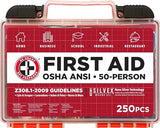 Be Smart Get Prepared First Aid Kit, 250 Piece. Exceeds OSHA ANSI Standards for Office, Home, Car, School, Emergency, Survival, Camping, Hunting, & Be Smart Get Prepared