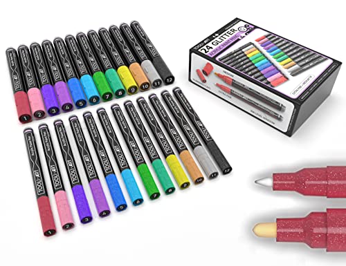 Acrylic Paint Markers Paint Pens Special Colors Set Extra Fine And Medium Tip Combo For Rock Painting, Canvas, Fabric, Glass, Mugs, Wood, Ceramics, - WoodArtSupply