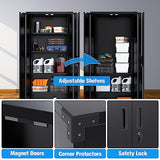 Aobabo 72 Inches Metal Garage Storage Cabinet with Wheels, Locking Metal Storage Cabinet with 4Shelves, Rolling Tool Storage Cabinet on Wheels, Aobabo