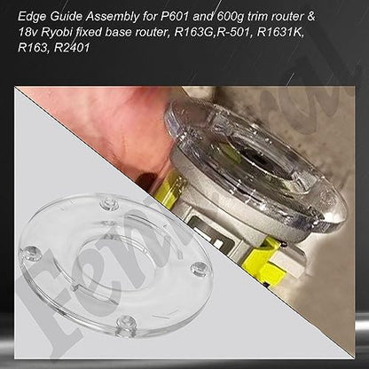 204358001 Edge Guide Assembly & 519233001 Round Sub-Base Compatible with Ryobi P601 18V ONE+ Trim Routers and R2401 Models - WoodArtSupply