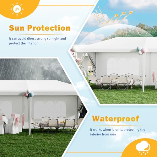 Flamaker Party Tent 10'x30' Outdoor Wedding Canopy Tents for Parties with Removable Sidewalls Heavy Duty Event Booths Waterproof Gazebo Shelter Flamaker