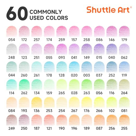 Shuttle Art 60 Pastel Colored Pencils, Colored Pencils for Adult Coloring, Soft Core Coloring Pencils in Gift Tin Box, Color Pencils for Kids Adults Shuttle Art