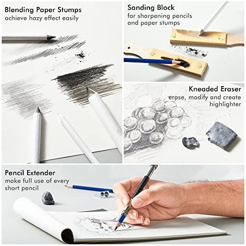 Shuttle Art Drawing Kit and Sketch Pad Bundle, Set of 103 Pack Drawing Kit +260 Sheets Sketch Pad - WoodArtSupply