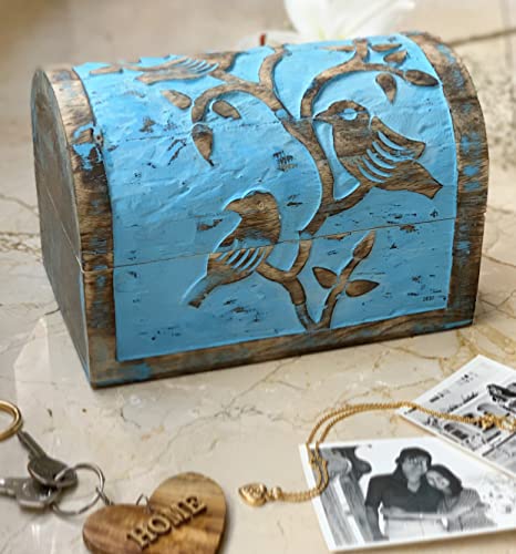 Great Birthday Gift Ideas Handmade Decorative Wooden Jewelry Box Jewelry Organizer Keepsake Box Treasure Chest Trinket Holder Watch Box Storage Lock The Great Indian Bazaar