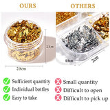 Nail Foil Flakes 4 Bottles Gold Foil Flakes Metallic Gold Foil Set for Nails, Resin, Epoxy, Makeup, Jewelry, Candle Molds UVANKAUP