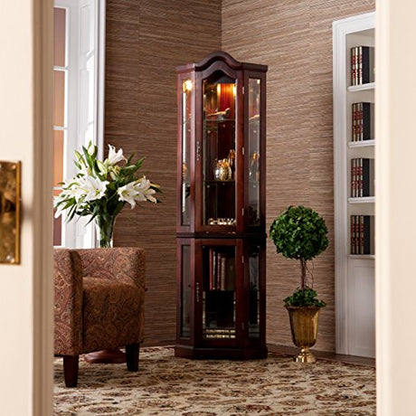 Home Decorators Collection Vitric Lighted Curio, 70" Hx21 Wx16 D, Mahogany SEI Furniture