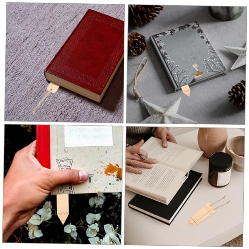 20 pcs Wood Blank Bookmarks Unfinished Wooden Bookmark Unpainted Rectangle  Bookmark with Ropes 