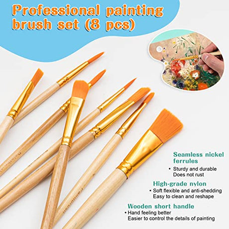 48 Piece Painting kit with 24 Acrylic Paints, 8 DIY Wooden Stencils 5 Canvas Panels 8 Brushes, Table Easel, Etc, Art Supplies Set for Kids Students koseibal