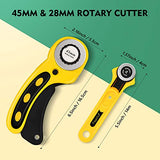 Magicfly Rotary Cutter Set, 45mm and 28mm Fabric Cutters Kit with Extra 10 Blades, A3 Double-Sided Self Healing Cutting Mat, 12x6 Inch Quilting Ruler Magicfly