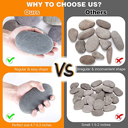River Rocks for Painting 6 Pcs Extra Large 4.7-6.3 Inch Flat Smooth Painting Stones Craft Rock to Paint for Kids Crafts Painting Bulk