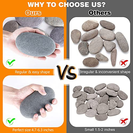 River Rocks for Painting 6 Pcs Extra Large 4.7-6.3 Inch Flat Smooth Painting Stones Craft Rock to Paint for Kids Crafts Painting Bulk dojobkinb
