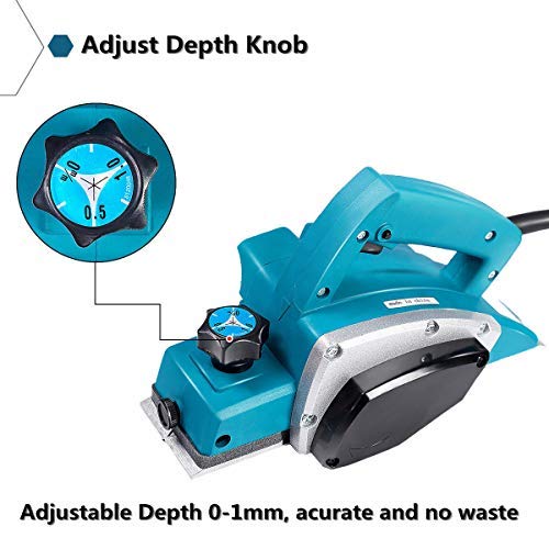 Electric Hand Planer Kit, 110V 800W Powerful Portable Electric Wood Planer Hand Held Woodworking Power Tool for Carpenter Woodworking Home DIY Estink