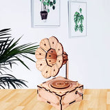 YII WMOC 3D Wooden Puzzle Music Box Phonograph Hand Crank Music Box Teaser Science and Education Education DIY Kits 3D Puzzles for Adults yii wmoc