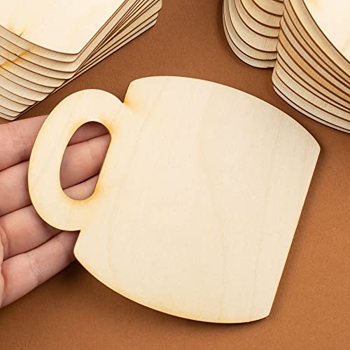 Pack of 24 Unfinished Wood Coffee Cup Cutouts by Factory Direct Craft - Made in USA Blank Wooden Coffee Mug Shapes for Coffee and Tea Lover DIY - WoodArtSupply