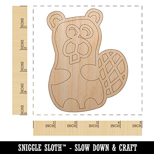Silly Beaver Doodle Unfinished Wood Shape Piece Cutout for DIY Craft Projects - 1/4 Inch Thick - 4.70 Inch Size Sniggle Sloth