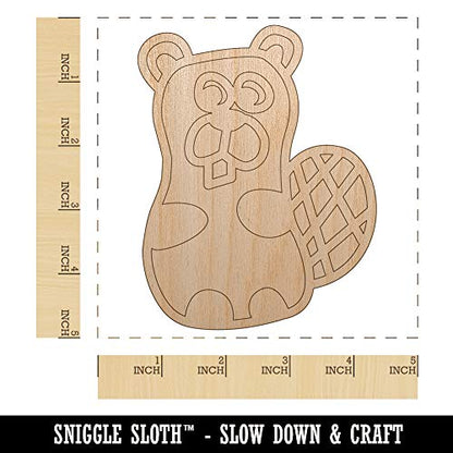 Silly Beaver Doodle Unfinished Wood Shape Piece Cutout for DIY Craft Projects - 1/4 Inch Thick - 4.70 Inch Size