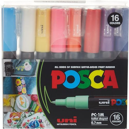 16 Posca Markers - Art Supplies for Rock Painting, Fabric Art, and More - Paint Pens for School and Crafts