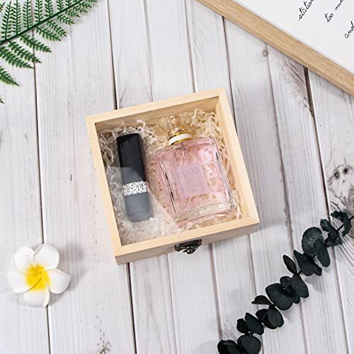 Useekoo 2Pcs Small Wood Box with Lid, 4.7'' x 4.7'' x 2'' Unfinished Wood Gift Box with Glass Lid, Tiny Wooden Box for Gift and Home Decorations Useekoo