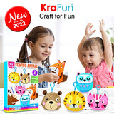 KRAFUN My First Sewing Animal for Kids, Beginner Art & Craft, 5 Easy Activities Stuffed Animal Dolls, Keyring Charms, Instructions & Felt Materials KRAFUN