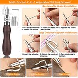 BAGERLA 50 Pieces Leather Working Tools and Supplies with Leather Tool Box Prong Punch Edge Beveler Wax Ropes Needles Perfect for Stitching Punching BAGERLA