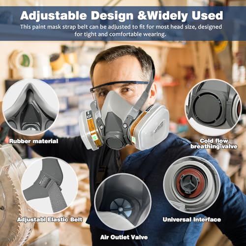 STARBST Half Face Cover Respirator Mask - Professional Breathing Protection Ventilation Mask, Reusable Respirator Mask for Sanding Painting Chemicals - WoodArtSupply