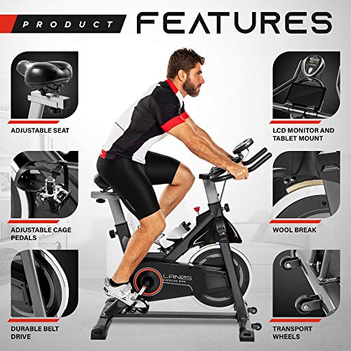 Lanos Exercise Bike, Stationary Bike for Indoor Cycling | The Perfect Exercise Bikes for Home Gym | Indoor Exercise Bike for Men and Women | Lanos