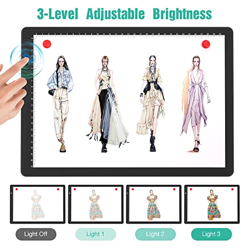 comzler Light Board, A4 Tracing Light Box, Magnetic Light Pad, Light Table for Tracing, LED Light Drawing Board, Sketch Pad LED Light Drawing Pad, comzler