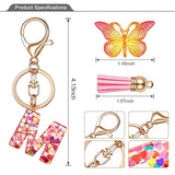 JINGUAZI Initial letter Keychains for Women Tassel Butterfly Pink Cute Car Keychain for Wallet Purses Backpack (Pink M) JINGUAZI