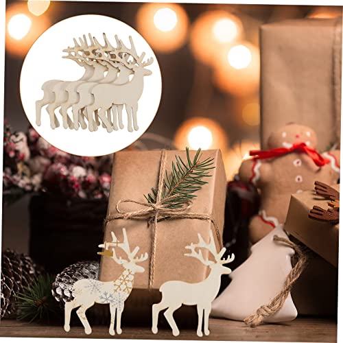 SEWACC 5pcs Square Labels Wood Tags Round Labels Christmas Ornaments Wooden Reindeer Christmas Gift Christmas Tree Decoration Christmas Decoration