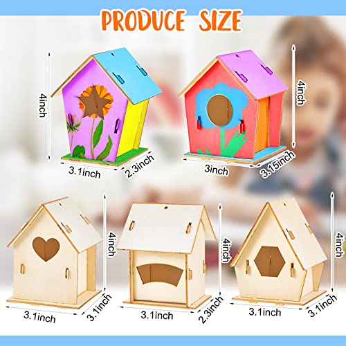 Juexica 15 Pcs Wooden Birdhouses, Unfinished Wood Bird Houses Arts and Crafts Kits Wooden Bird Houses to Paint for Kids DIY Craft