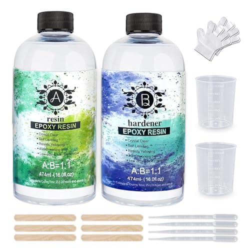 LUCISKY 32OZ Epoxy Resin Crystal Clear Kits, Premium Casting and Coating Resin for Molds, DIY Crafts, Jewelry, Art Painting, Not Yellowing and No - WoodArtSupply