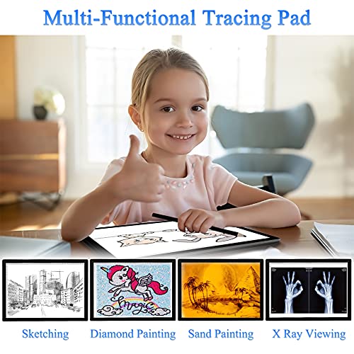 Rechargeable Light Box for Tracing Board Portable Cordless Light Pad Drawing A4 LED Trace Lights, Golspark Wireless Battery Operated Copy Board GOLSPARK