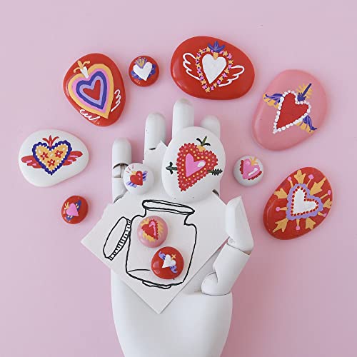 Primrosia 12 Amore Acrylic Paint Pens for rock painting, paper, wood, ceramic, stone, canvas – Extra Fine Tip Markers Set Primrosia