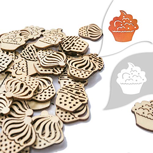 Cake Shape Wood Slices Unfinished Wood Cutout DIY Wooden Craft 100pcs - WoodArtSupply